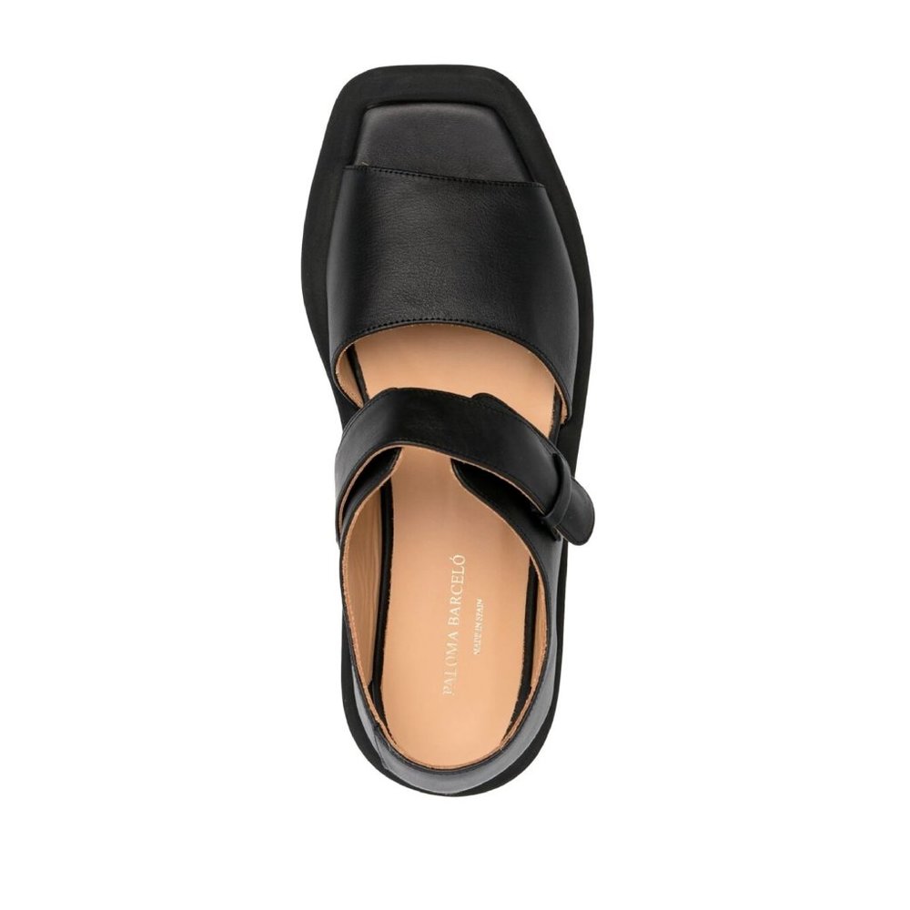 Paloma Barcelo 2075 Leather Black Sandals Size 37 | US 7